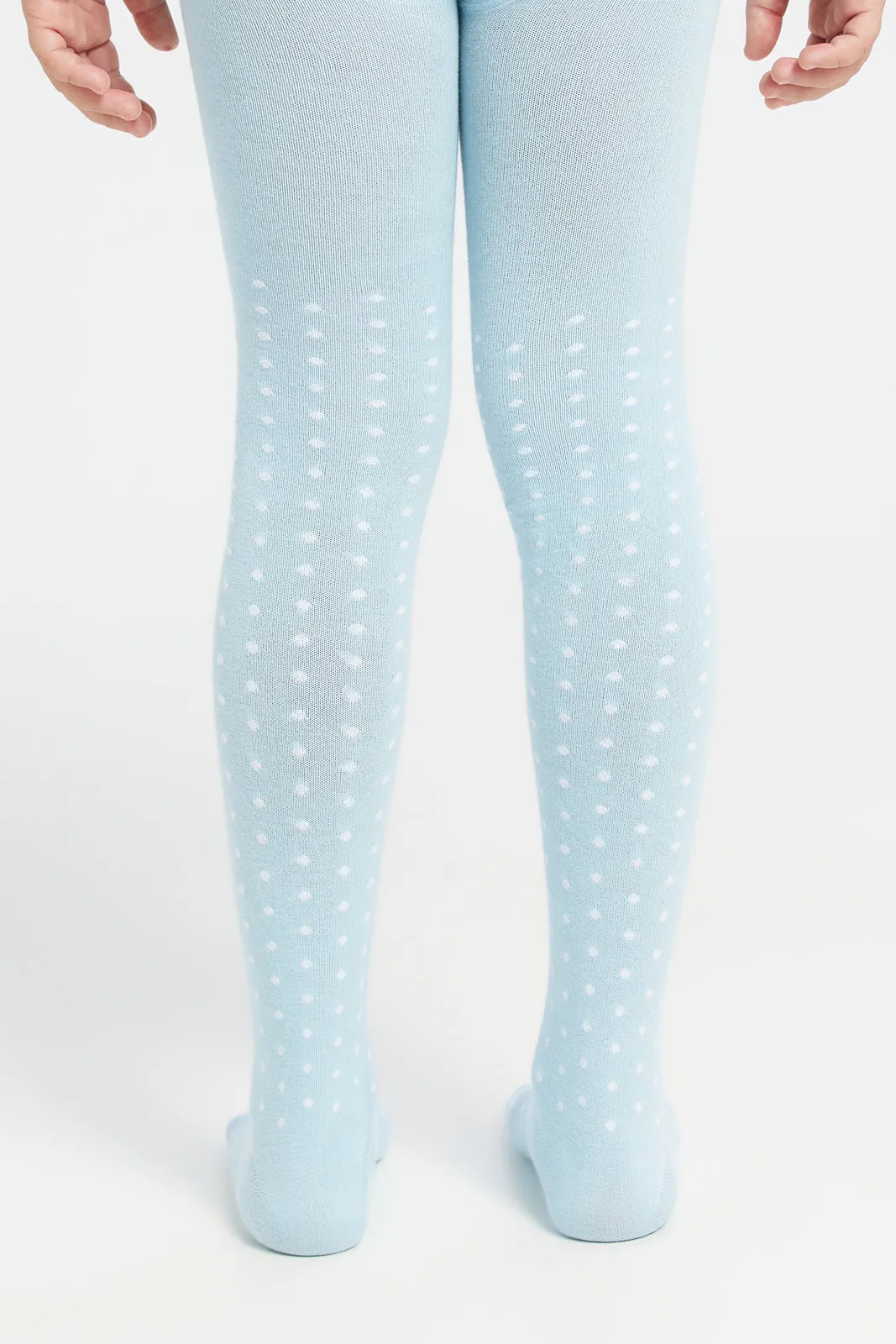 Girls Ivory And Blue Printed Tights Set (2 Piece)
