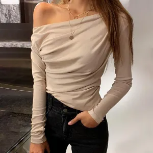 Gorgeous Asymmetrical Long Sleeve Fitted Top