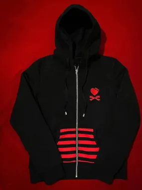 Gothic Zip-up Women's Cropped Hooded Jacket Skull Embroidered Punk Y2k Hoodie Streetwear Casual Vintage Top 90s Grunge Outerwear