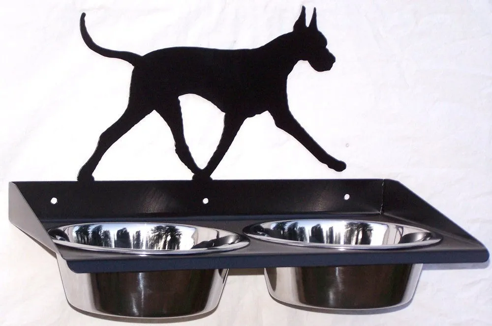 Great Dane Dog Feeder Metal Wall Mount Raised Elevated Adjustable Height