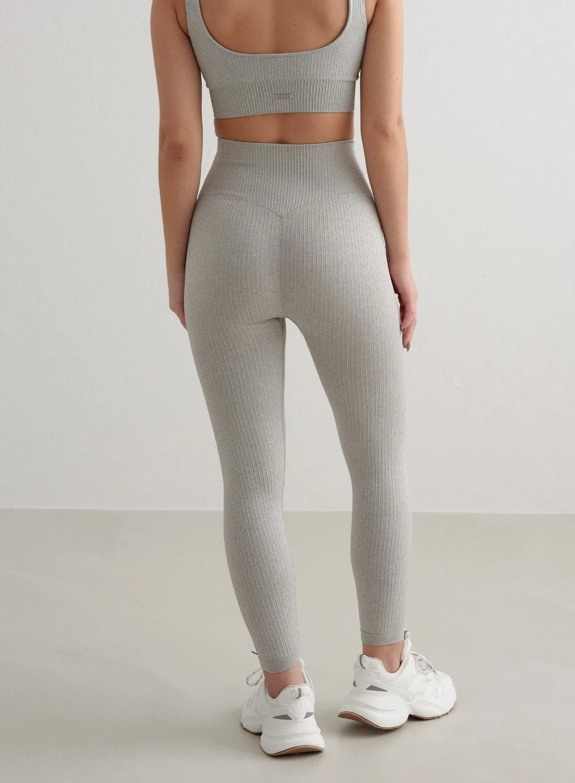 Grey Melange Ribbed Seamless Petite Tights