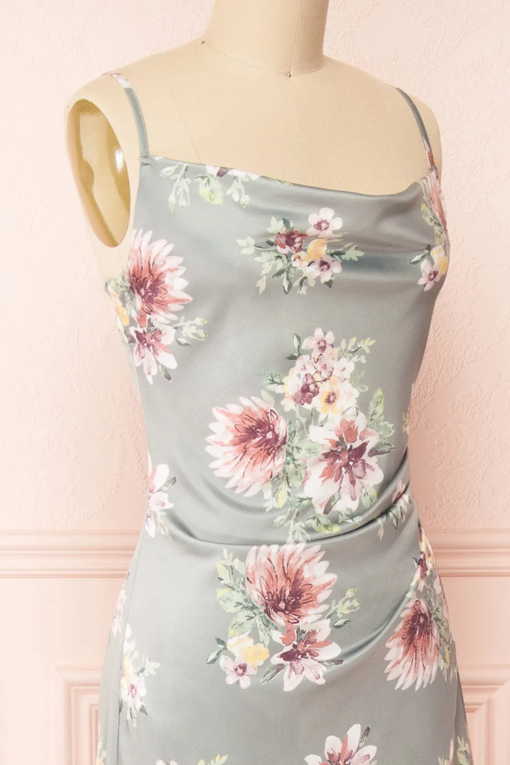 Gwenny | Cowl Neck Floral Midi Dress