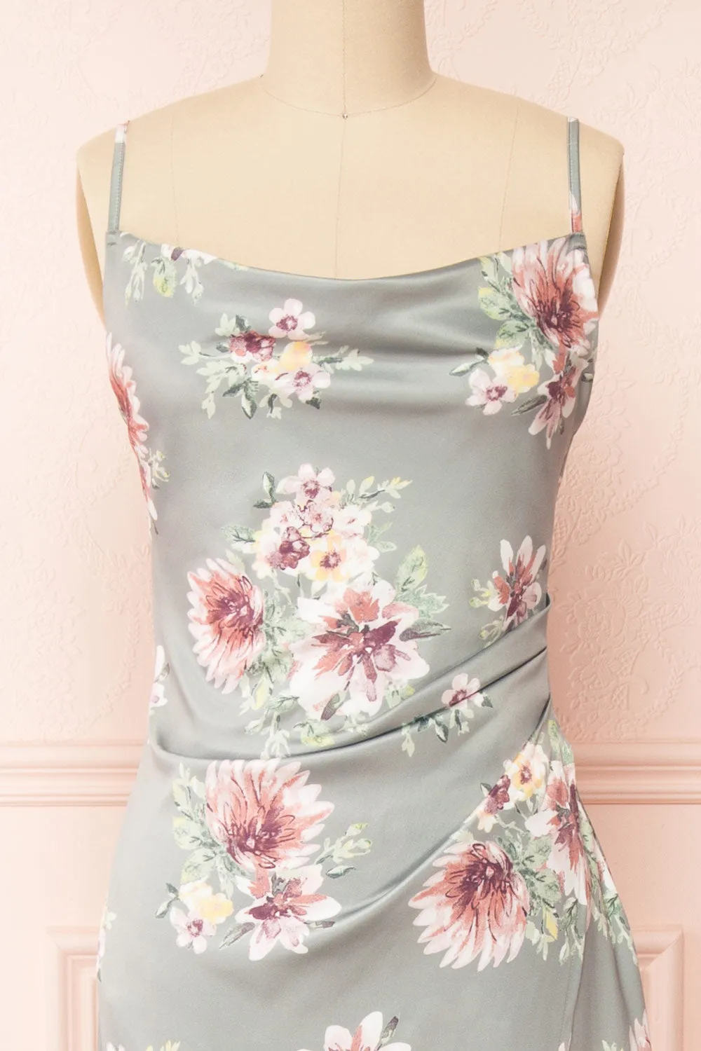 Gwenny | Cowl Neck Floral Midi Dress