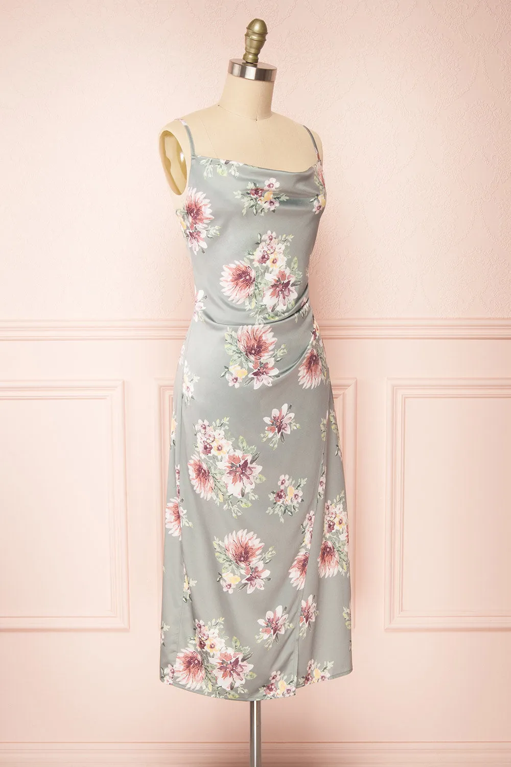 Gwenny | Cowl Neck Floral Midi Dress