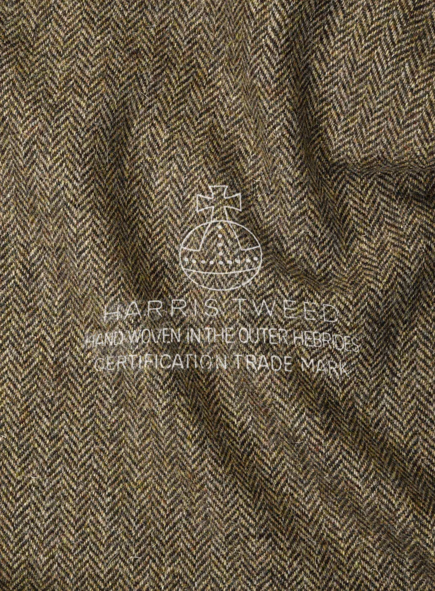 Harris Tweed Hebridean Brown Herringbone Pea Coat