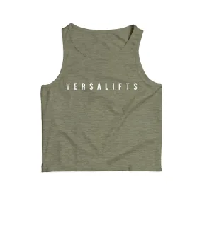 Heather Olive VersaLifts™ crop muscle tank