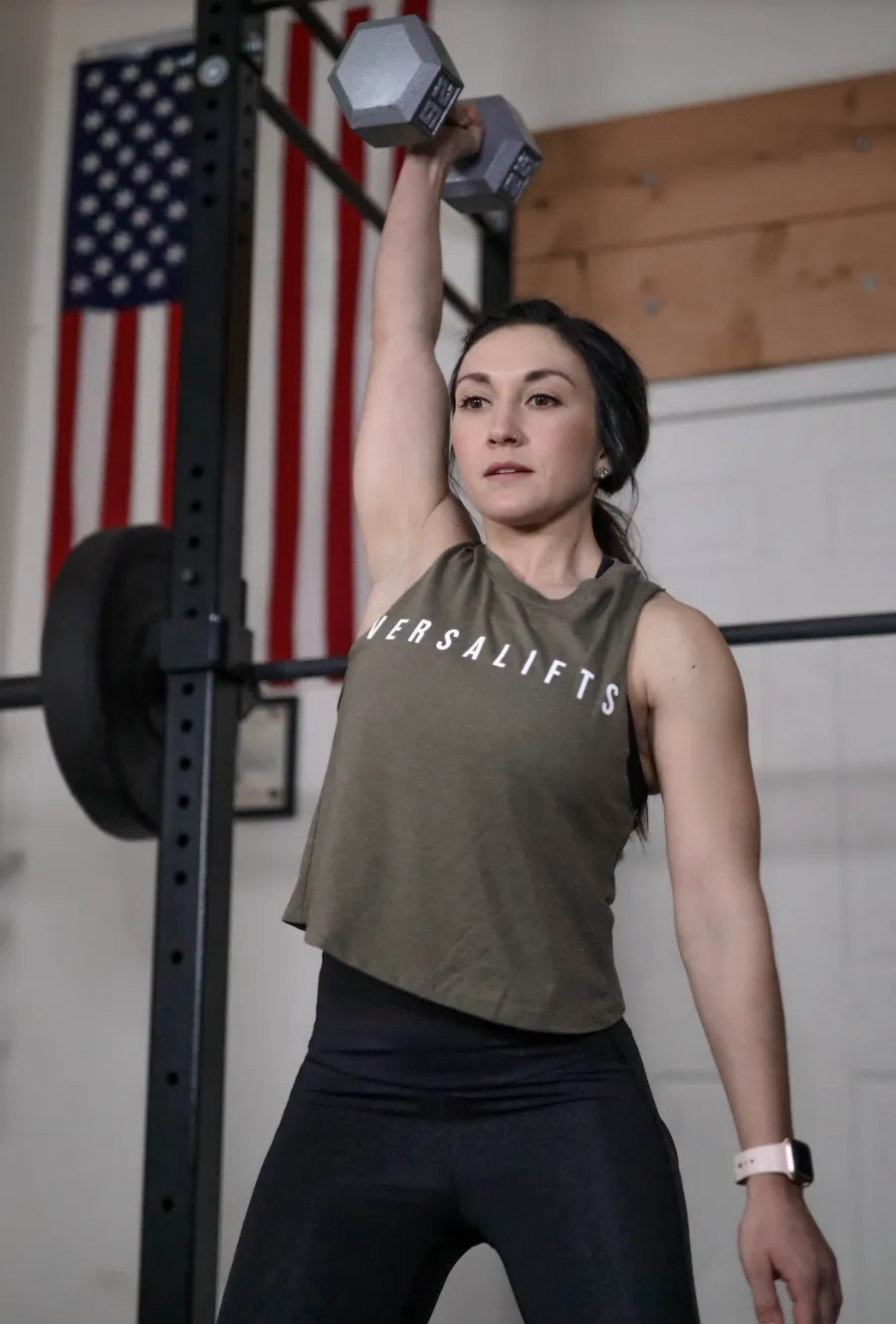 Heather Olive VersaLifts™ crop muscle tank