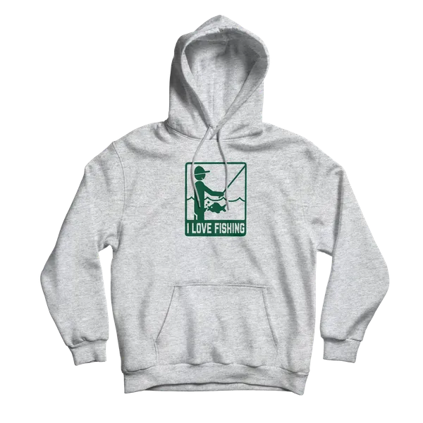 I Heart Fishing Grey Hoodie
