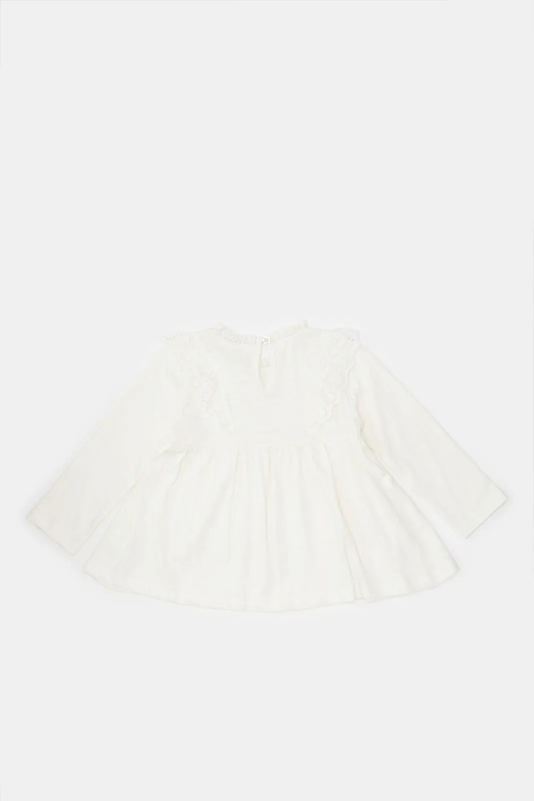 Infant Girls Ivory Long Sleeves Plain Blouse