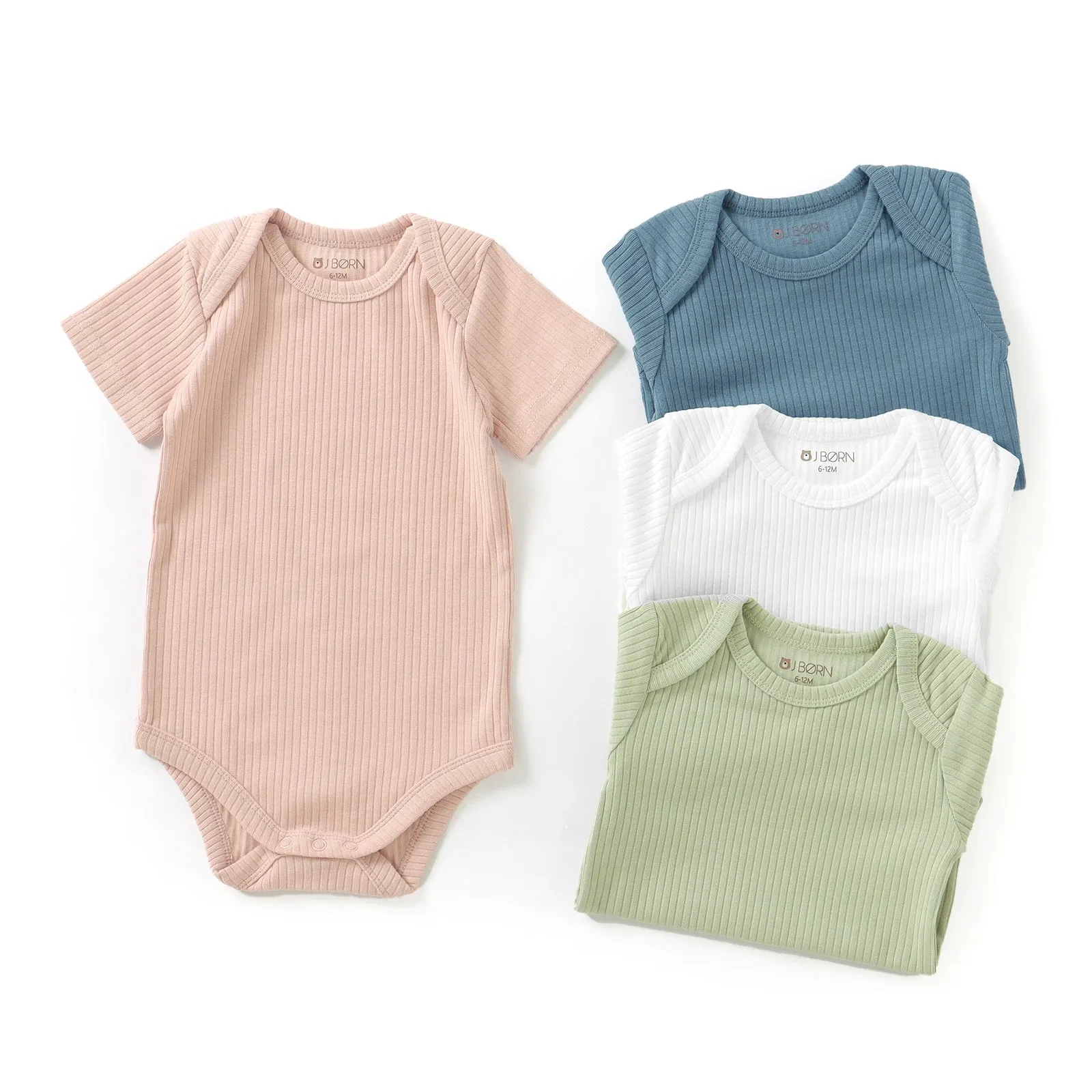 JBØRN Organic Cotton Ribbed Baby Short Sleeve Bodysuit