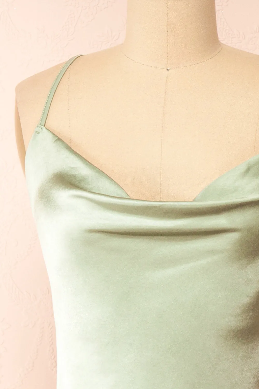 Jessie Sage | Cowl Neck Satin Slip Dress w/ Open Back