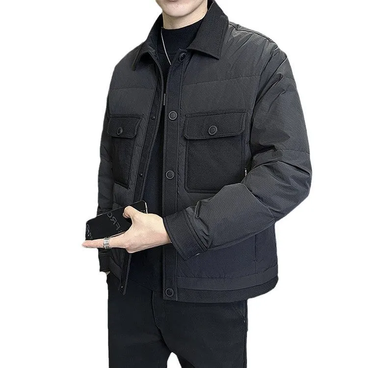 Jinquedai black men fashion Jacket Shopkeeper Style Lightweight down Jacket Men's Coat Non-Ironing
