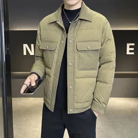 Jinquedai black men fashion Jacket Shopkeeper Style Lightweight down Jacket Men's Coat Non-Ironing
