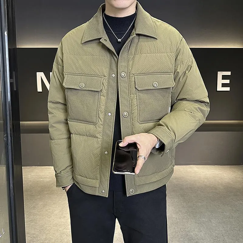 Jinquedai black men fashion Jacket Shopkeeper Style Lightweight down Jacket Men's Coat Non-Ironing