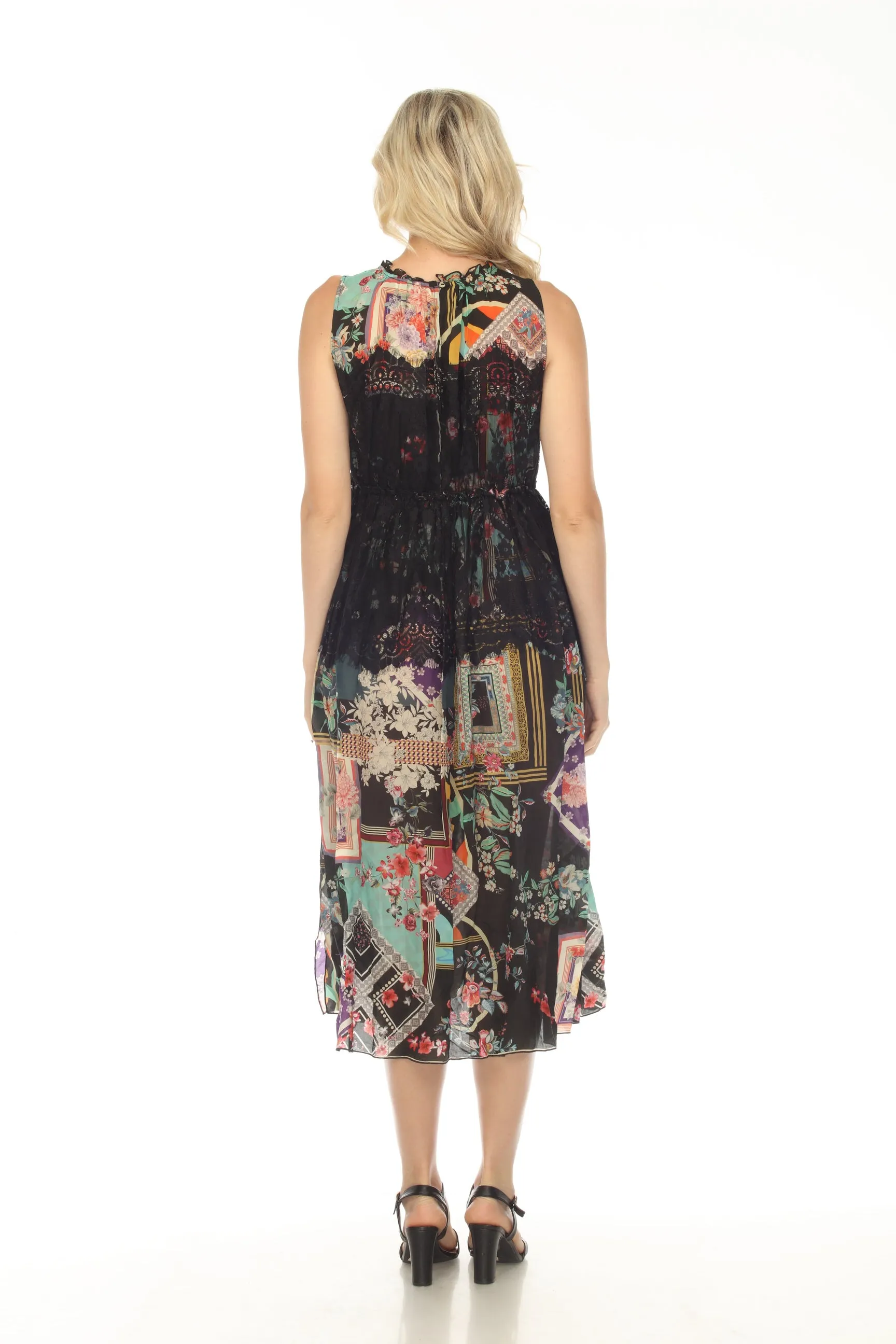 Johnny Was Elderberry Lace Printed A-Line Midi Slip Dress Boho Chic C30423