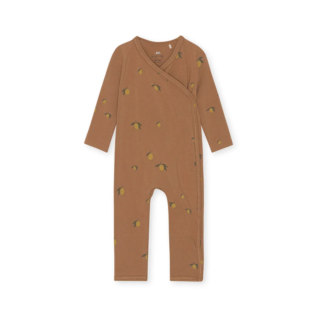 Konges Sløjd Basic Newborn Onesie | Lemon / Brown