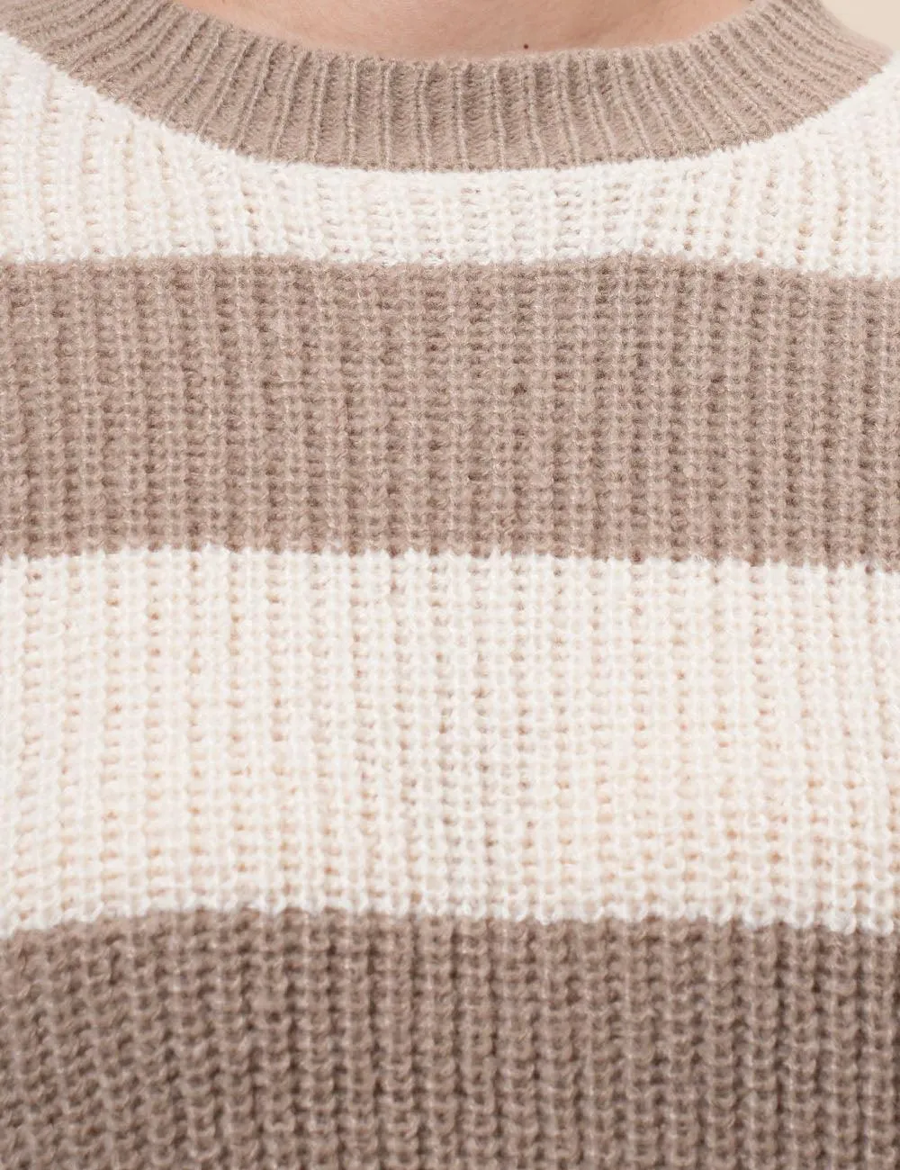 Ladies Stripe Color Block Everyday Pullover Sweater SKT4932