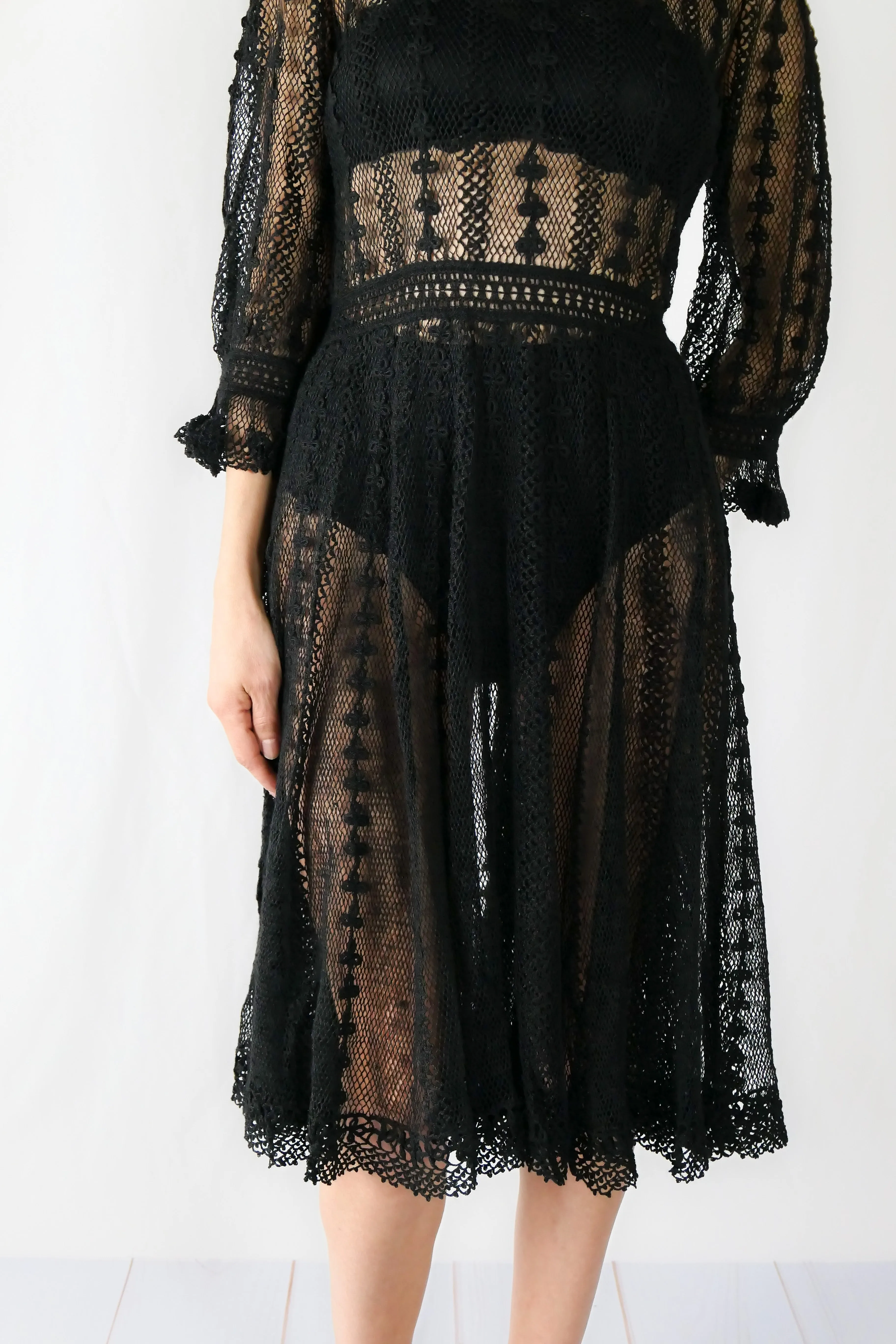 Lim's Vintage Original Hand Crocheted Midi Length Dress
