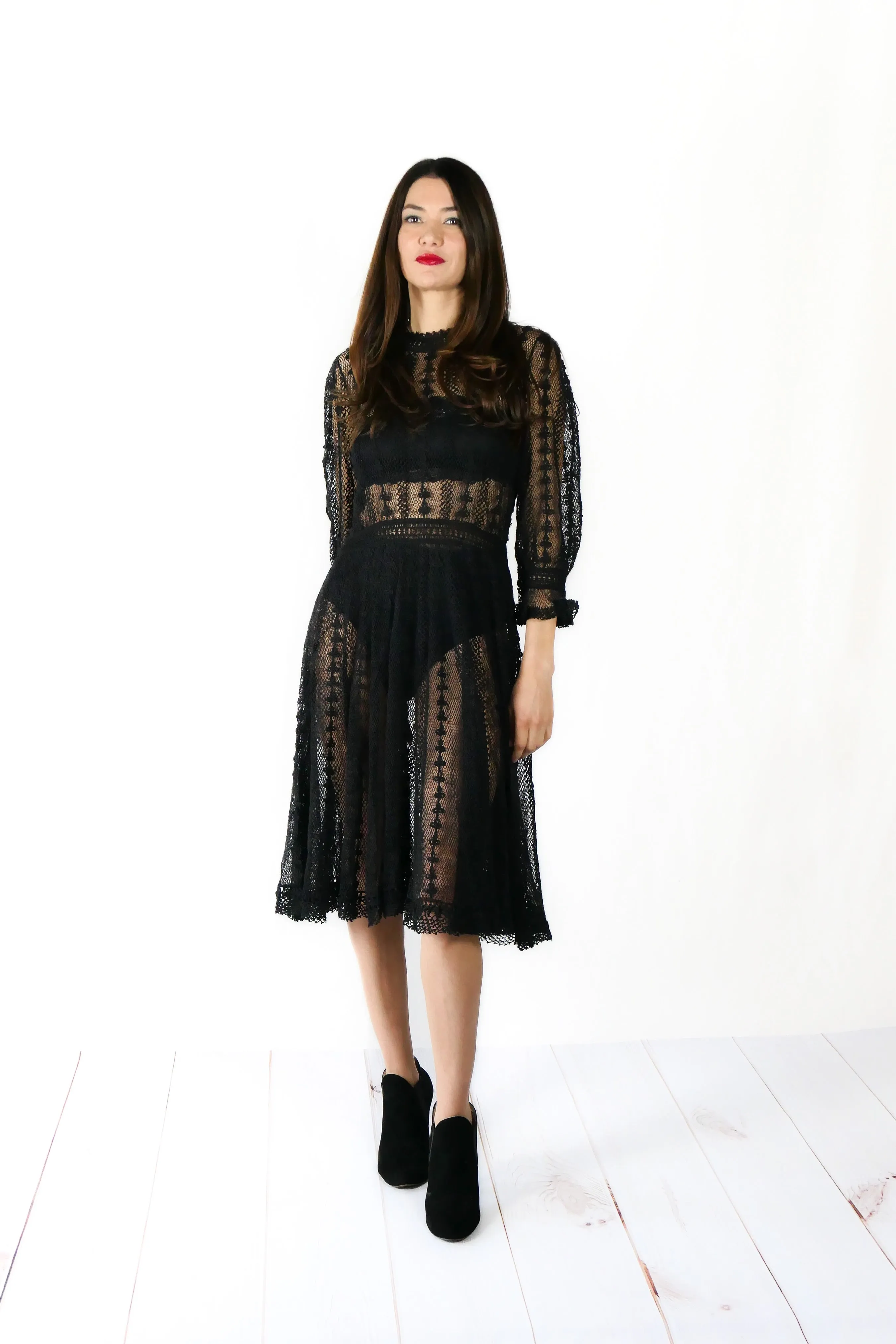 Lim's Vintage Original Hand Crocheted Midi Length Dress