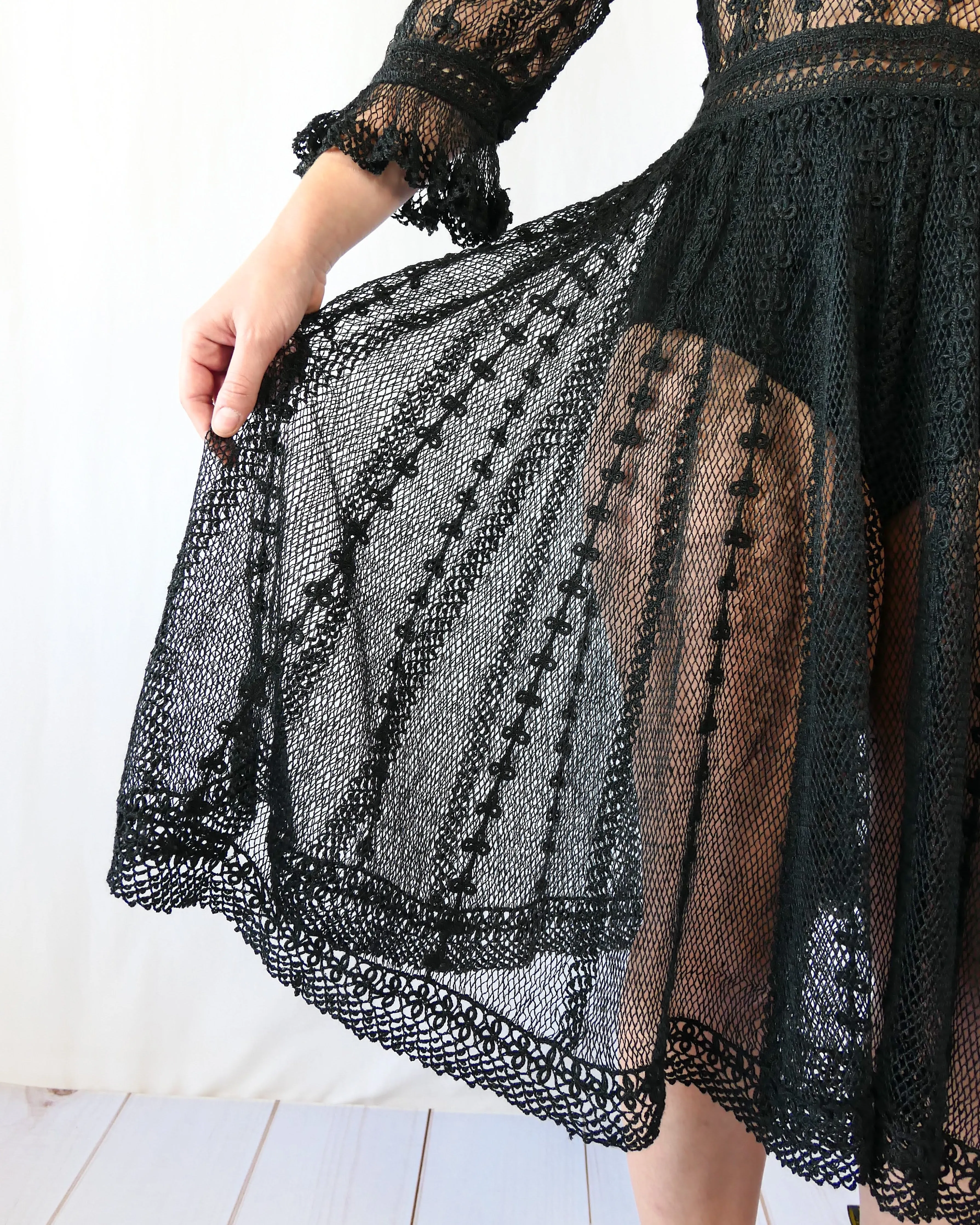 Lim's Vintage Original Hand Crocheted Midi Length Dress