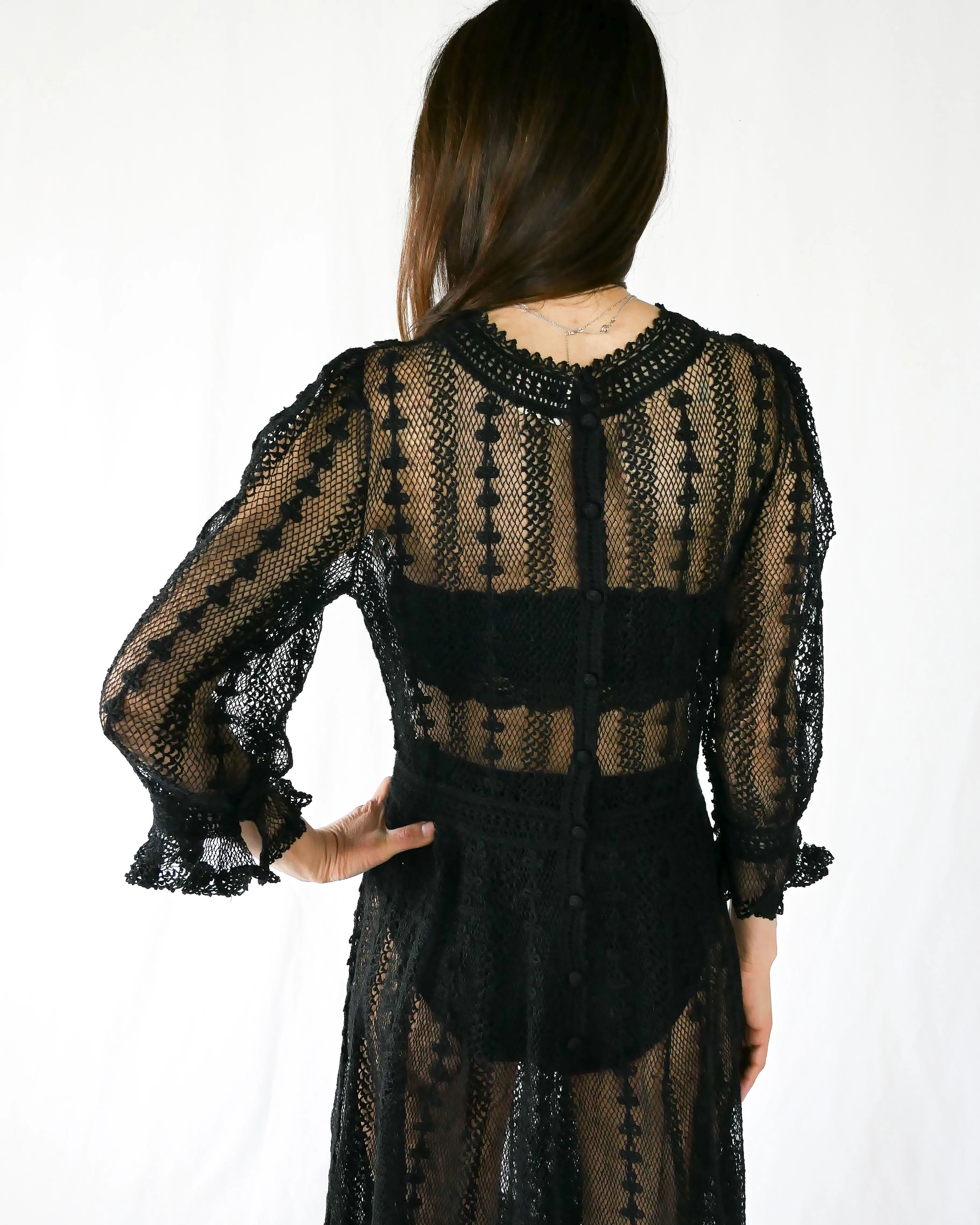 Lim's Vintage Original Hand Crocheted Midi Length Dress