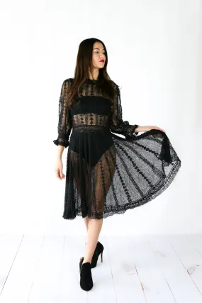 Lim's Vintage Original Hand Crocheted Midi Length Dress