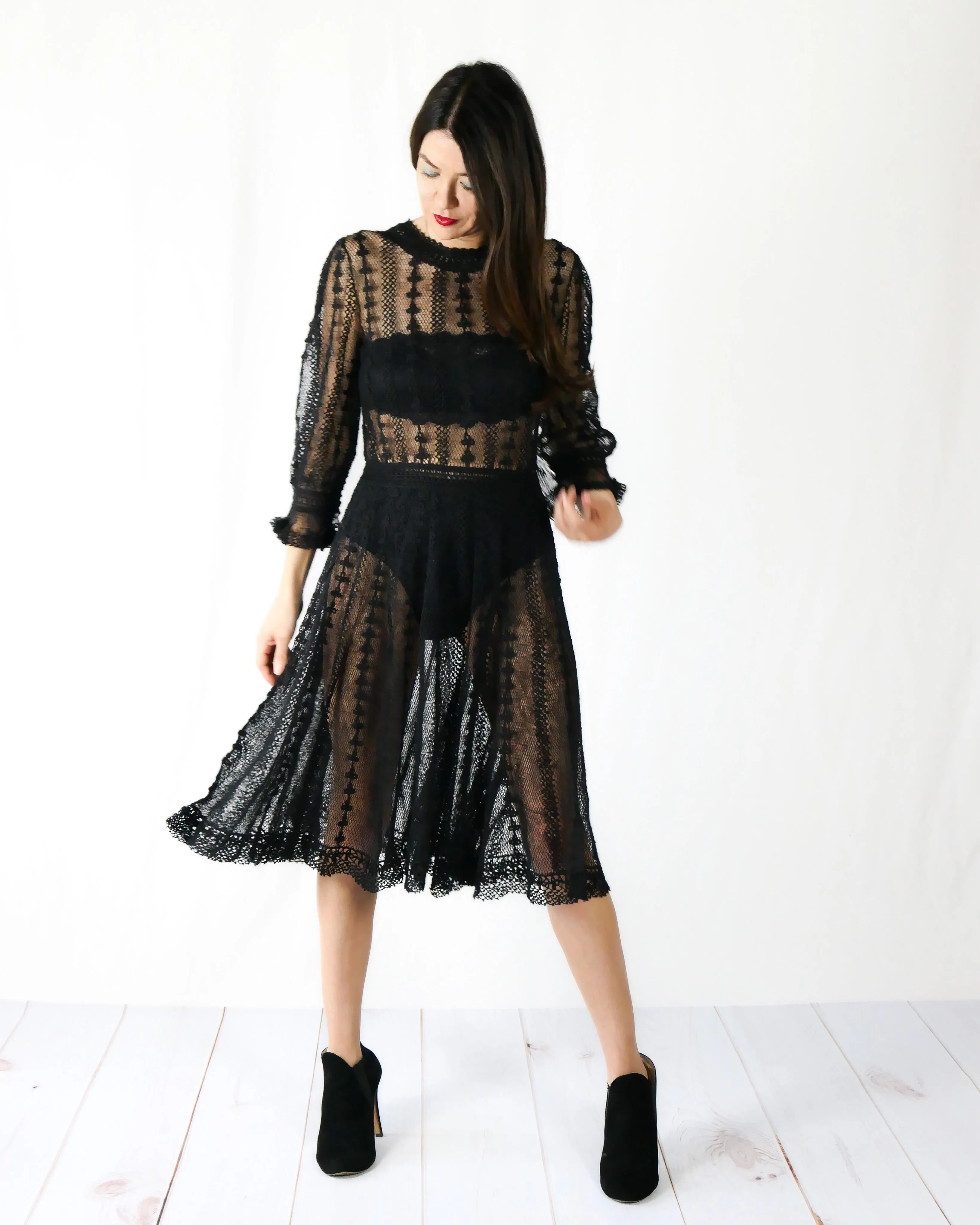 Lim's Vintage Original Hand Crocheted Midi Length Dress
