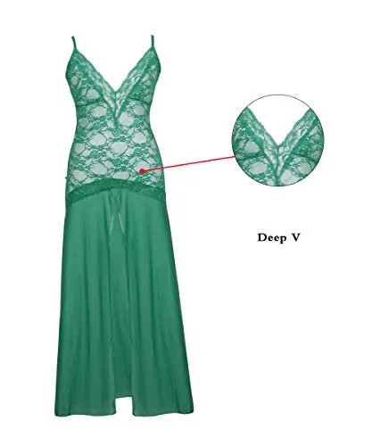 LINGERLOVE Women Plus Size Floral Lace Babydoll Nightwear Set Wine Red