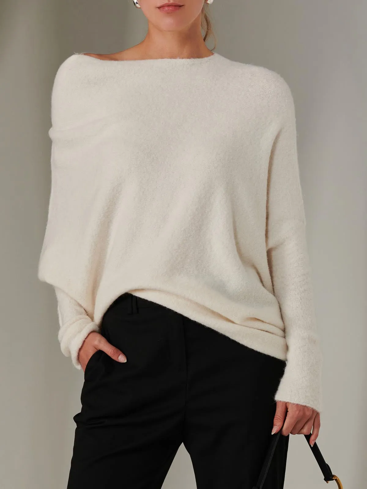 Made in Italy Wool Blend Asymmetric Knit Jumper, Calce