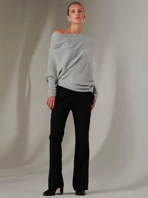 Made in Italy Wool Blend Asymmetric Knit Jumper, Perla