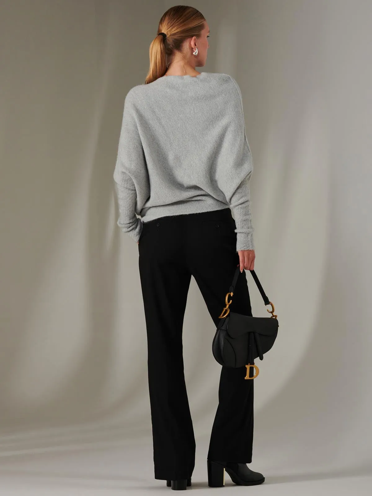 Made in Italy Wool Blend Asymmetric Knit Jumper, Perla