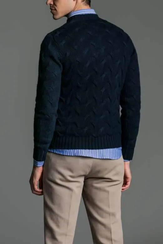 Maglia paricollo a treccia in lana cashmere - Kevin Spacey
