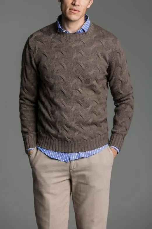 Maglia paricollo a treccia in lana cashmere - Kevin Spacey