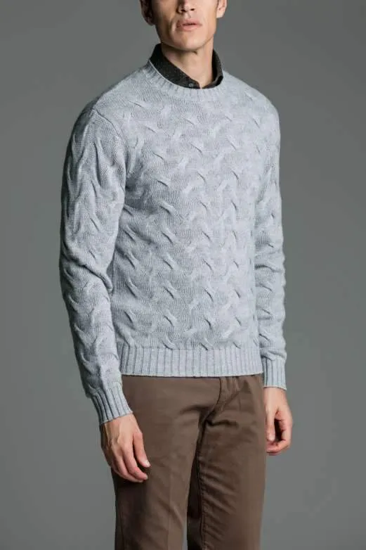 Maglia paricollo a treccia in lana cashmere - Kevin Spacey