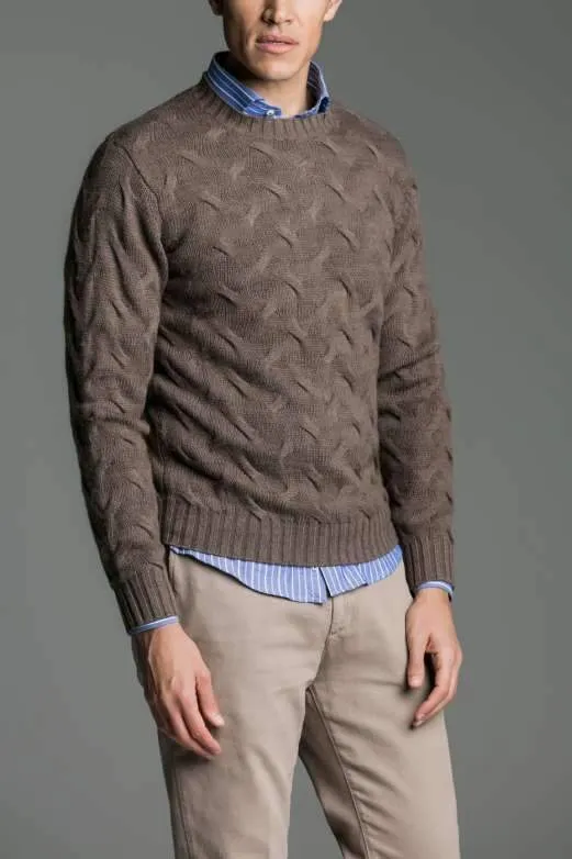 Maglia paricollo a treccia in lana cashmere - Kevin Spacey