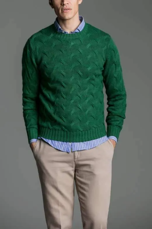 Maglia paricollo a treccia in lana cashmere - Kevin Spacey