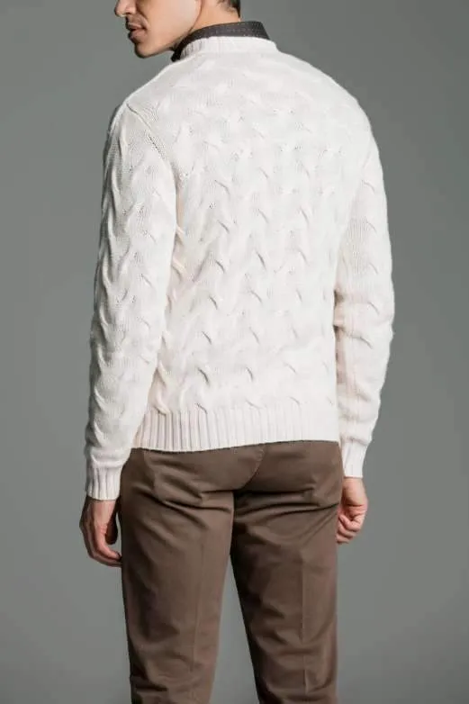 Maglia paricollo a treccia in lana cashmere - Kevin Spacey