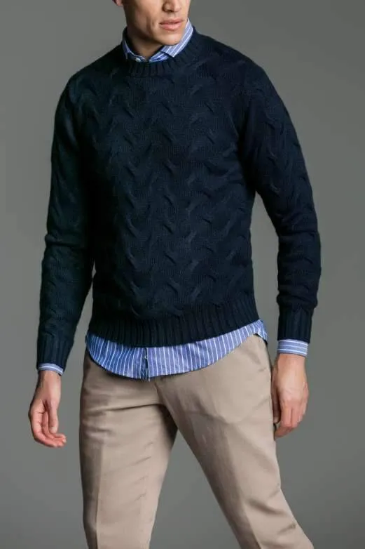 Maglia paricollo a treccia in lana cashmere - Kevin Spacey