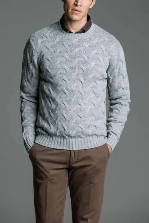 Maglia paricollo a treccia in lana cashmere - Kevin Spacey