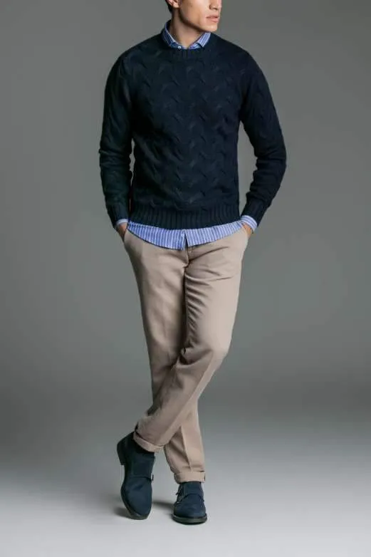 Maglia paricollo a treccia in lana cashmere - Kevin Spacey