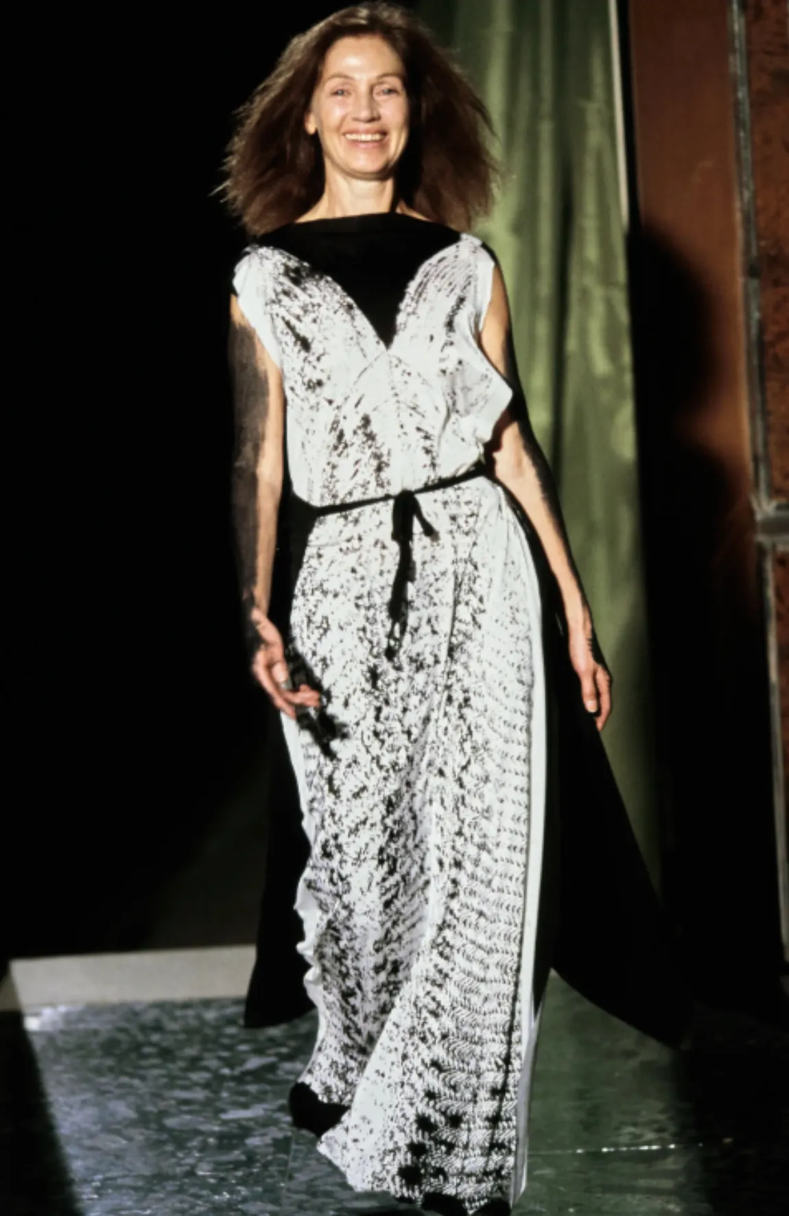 Maison Martin Margiela Vintage SS 1999 Black White Sequin Trompe L'oeil Maxi Skirt