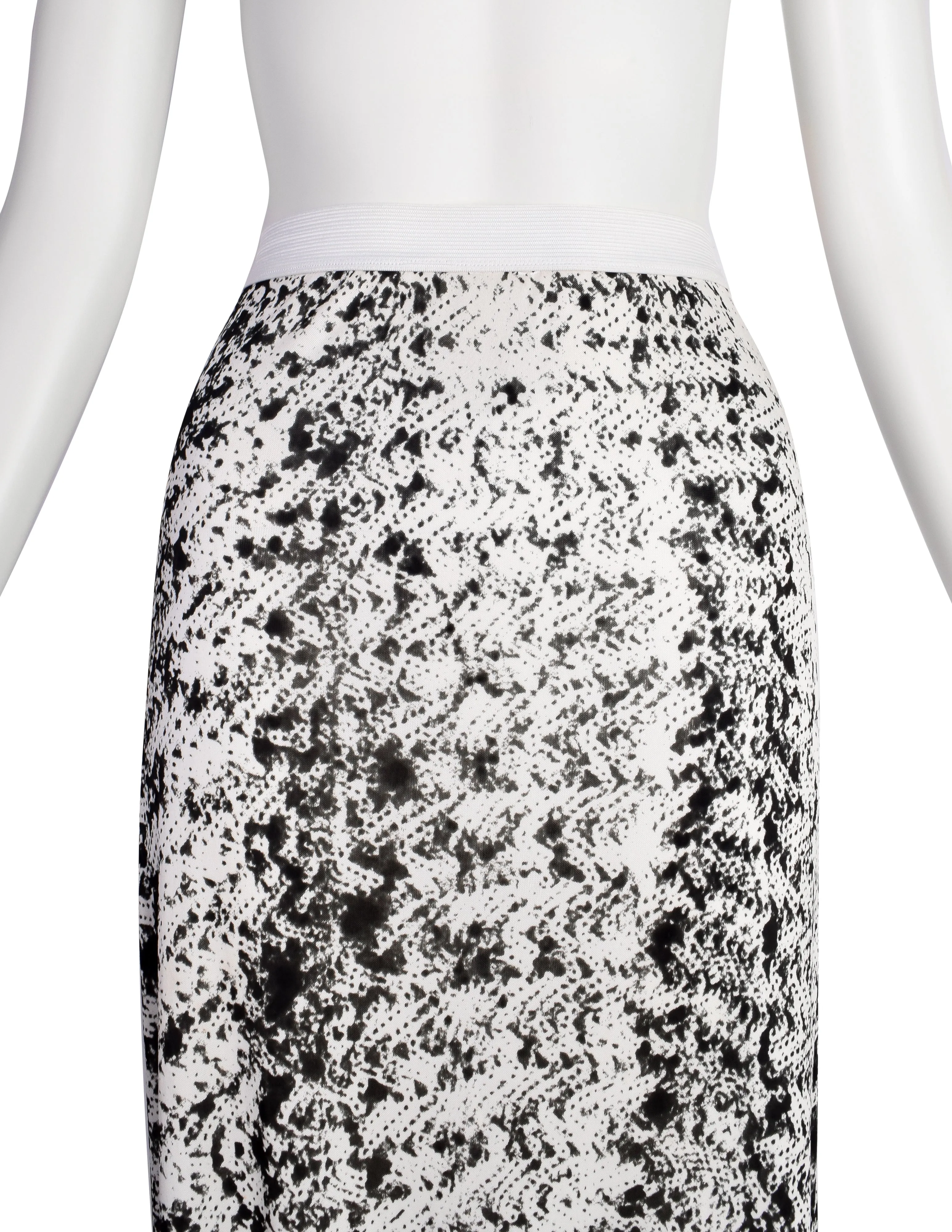 Maison Martin Margiela Vintage SS 1999 Black White Sequin Trompe L'oeil Maxi Skirt