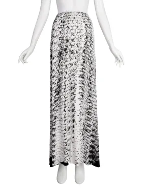 Maison Martin Margiela Vintage SS 1999 Black White Sequin Trompe L'oeil Maxi Skirt