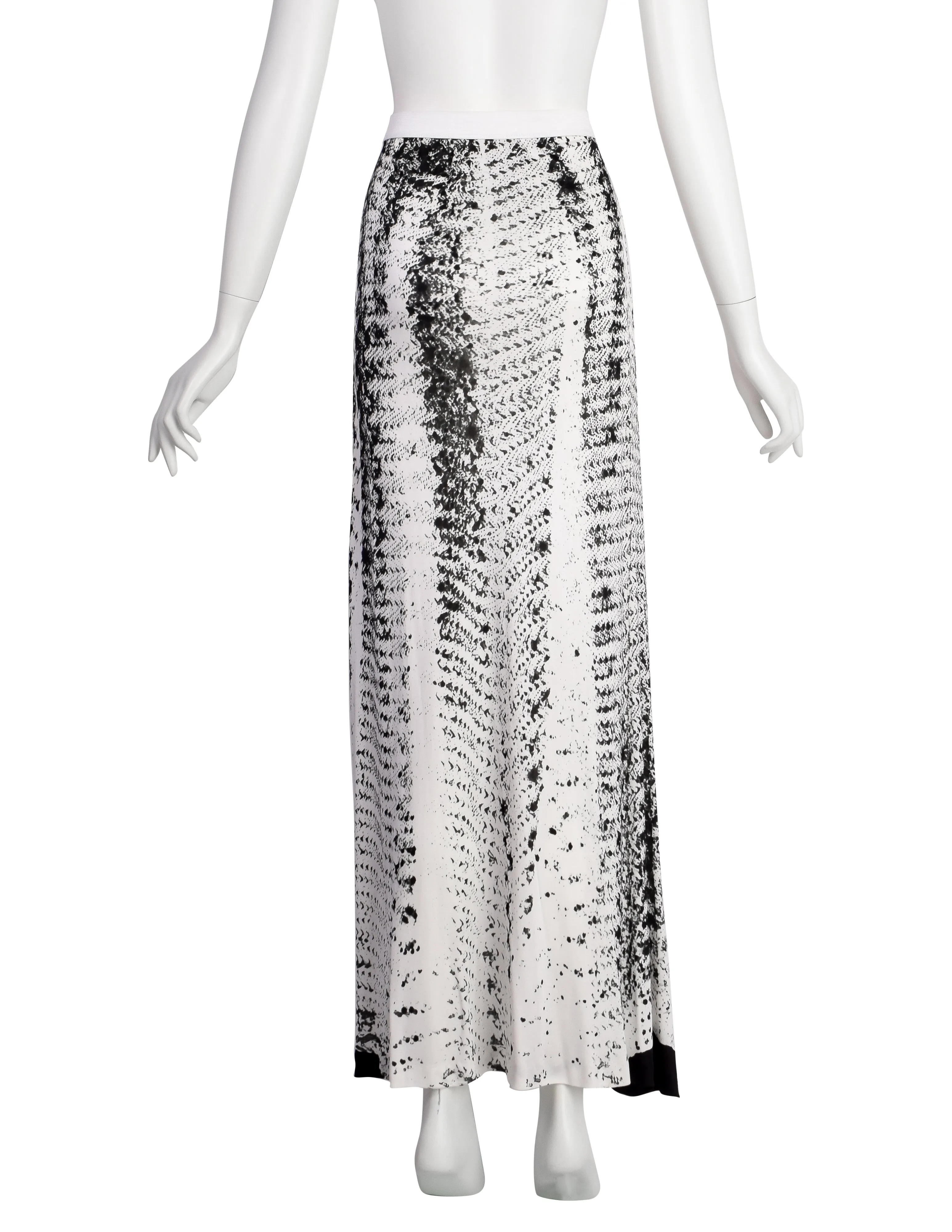 Maison Martin Margiela Vintage SS 1999 Black White Sequin Trompe L'oeil Maxi Skirt