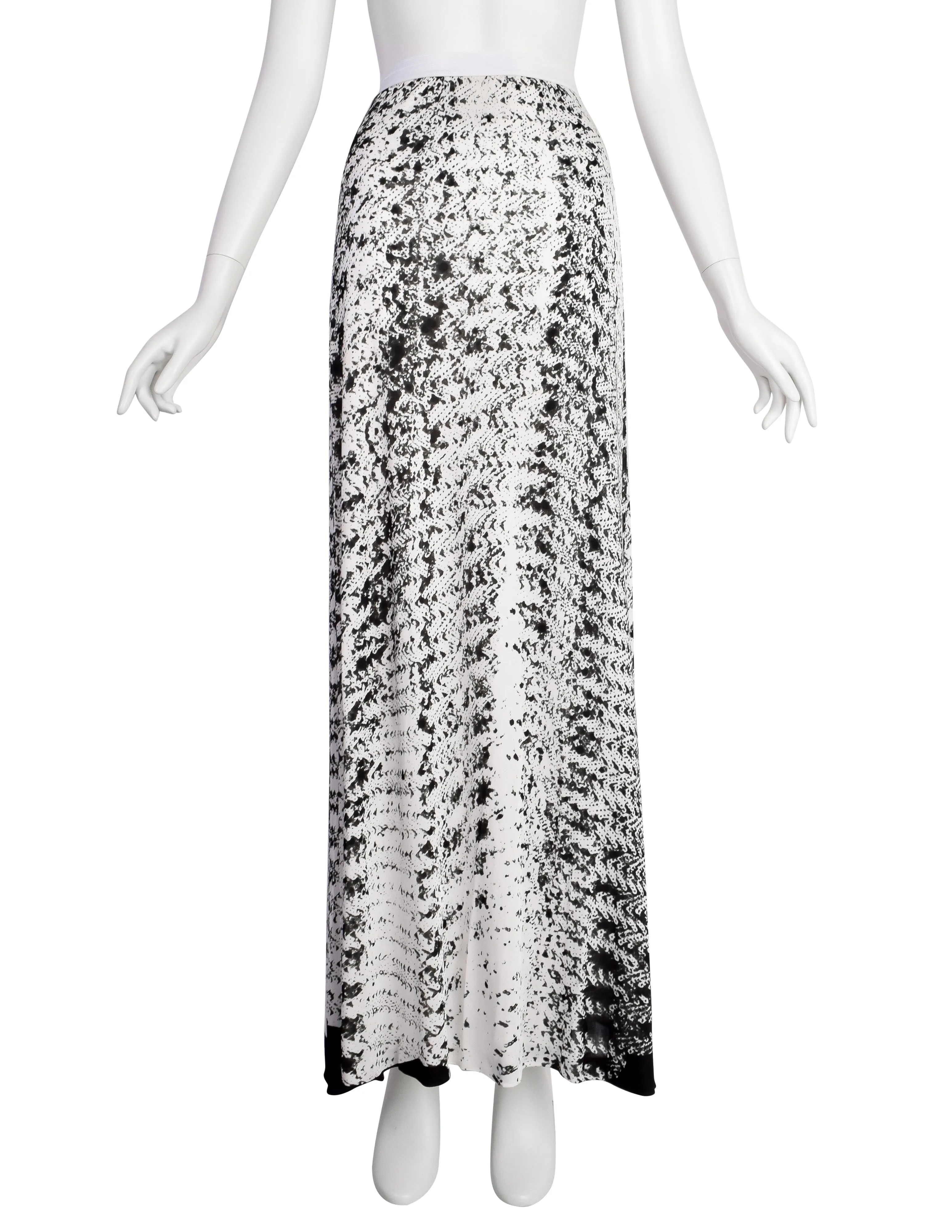 Maison Martin Margiela Vintage SS 1999 Black White Sequin Trompe L'oeil Maxi Skirt