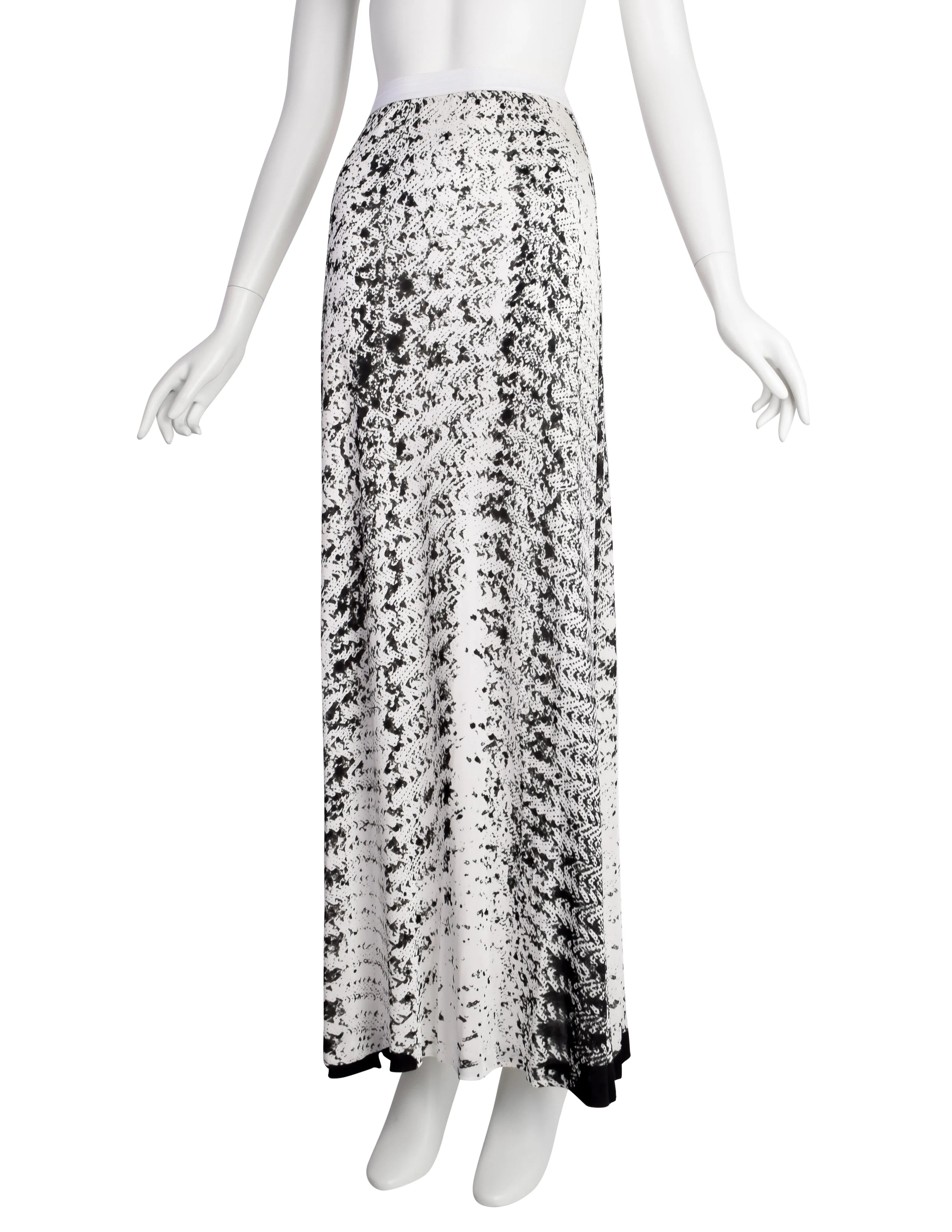 Maison Martin Margiela Vintage SS 1999 Black White Sequin Trompe L'oeil Maxi Skirt