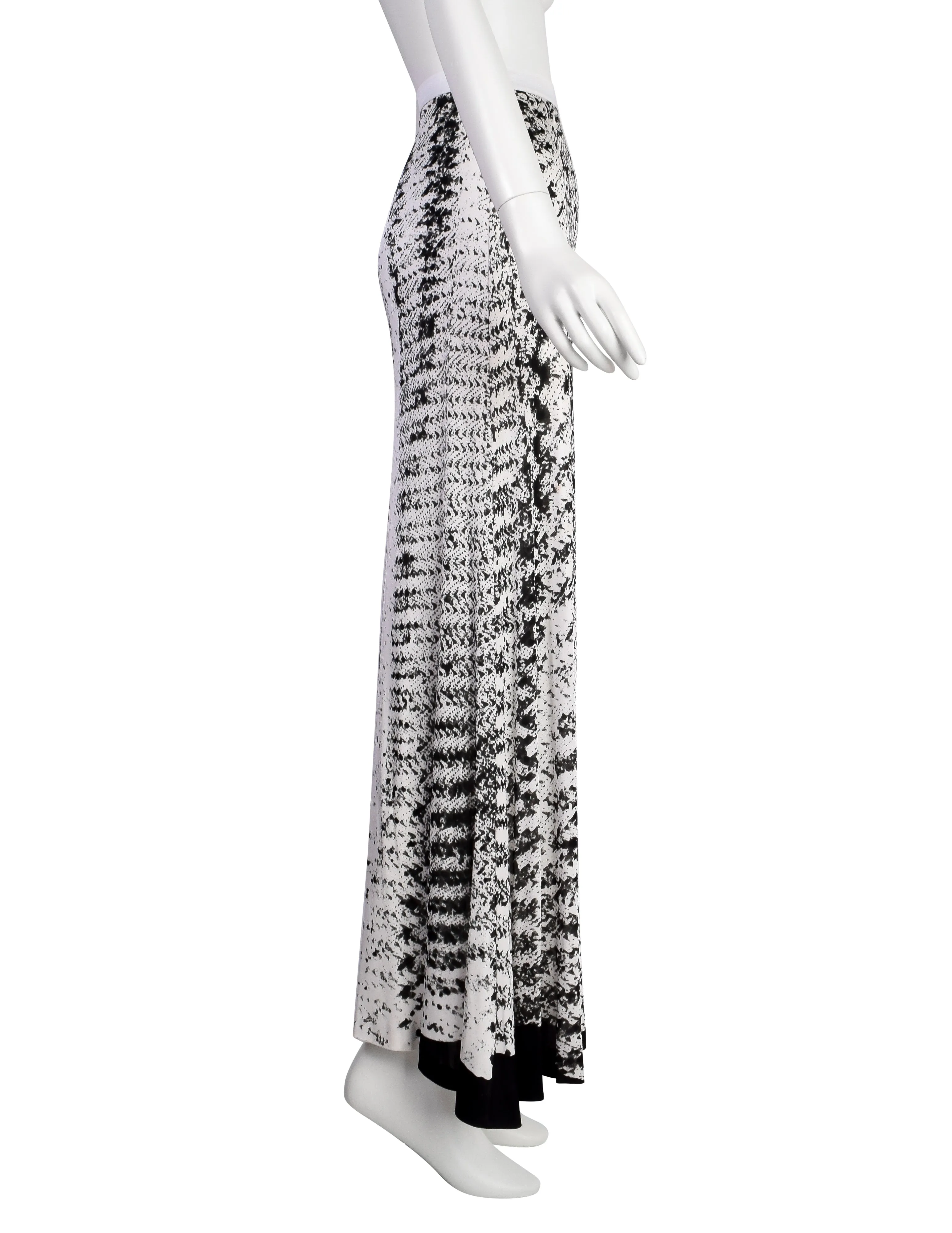 Maison Martin Margiela Vintage SS 1999 Black White Sequin Trompe L'oeil Maxi Skirt