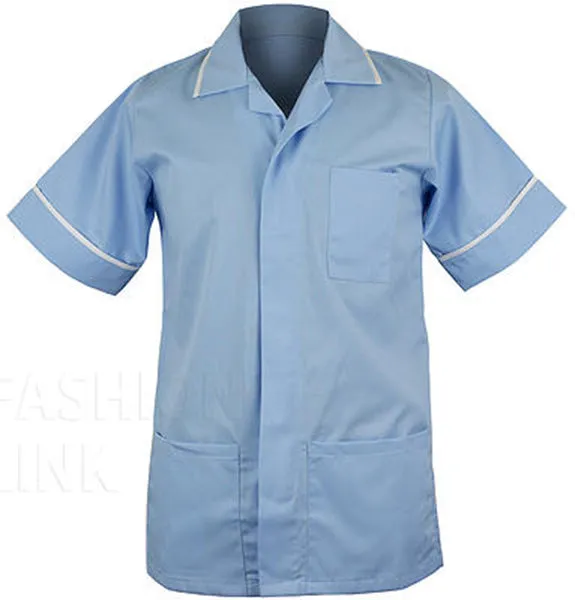Male Poly Cotton Tunic FNMT01 | Size S to XXL | Sky/White