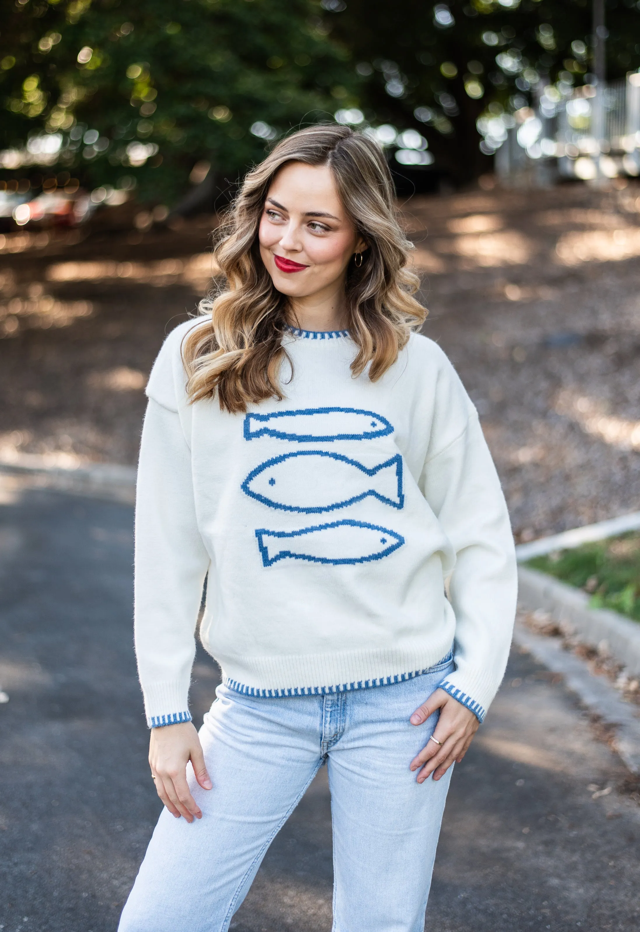 Marina Jumper |  White- Blue