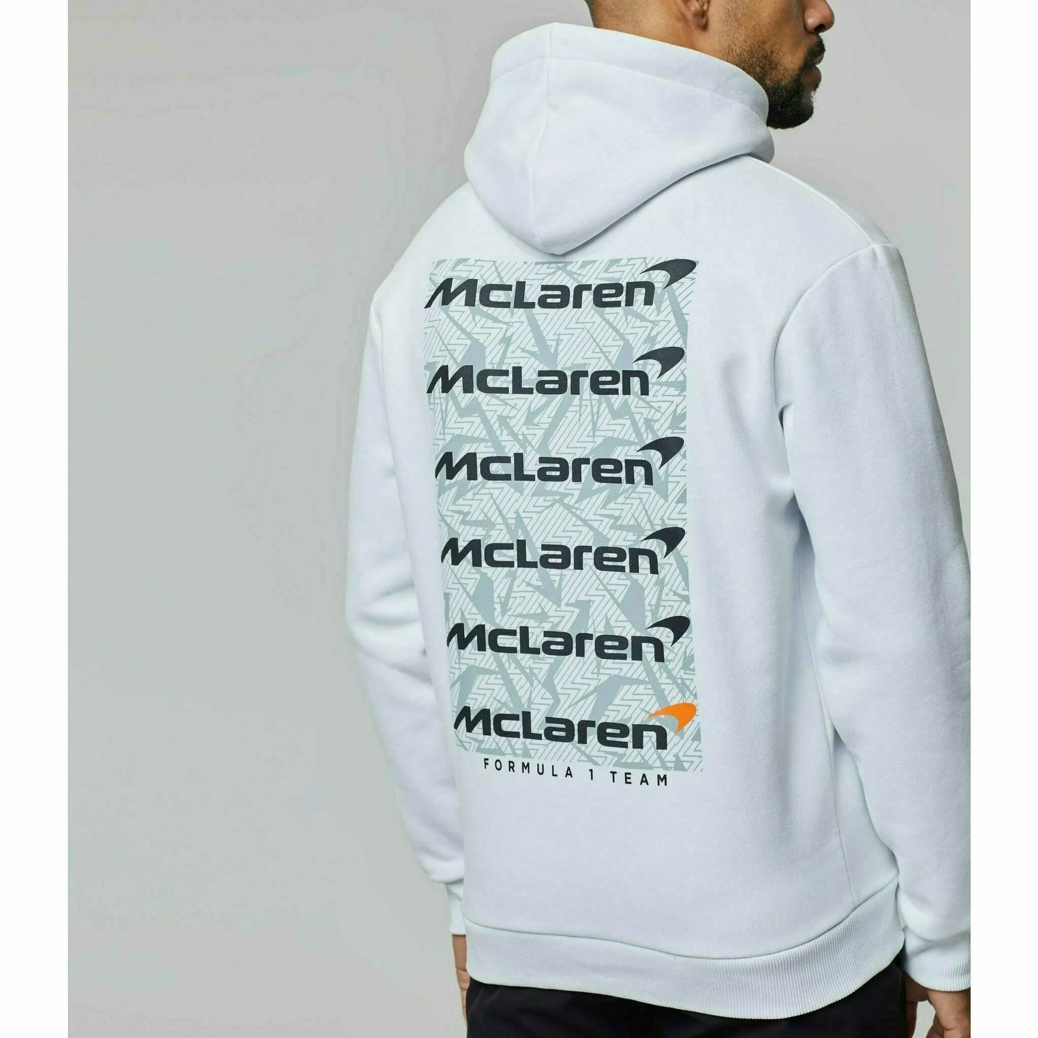 McLaren F1 Men's Small Speedmark Logo Hoodie -White/Vega Blue/Phantom
